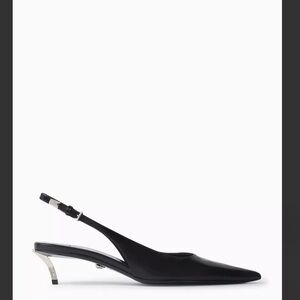 Versace Black Slingback Heels with Silver Accents